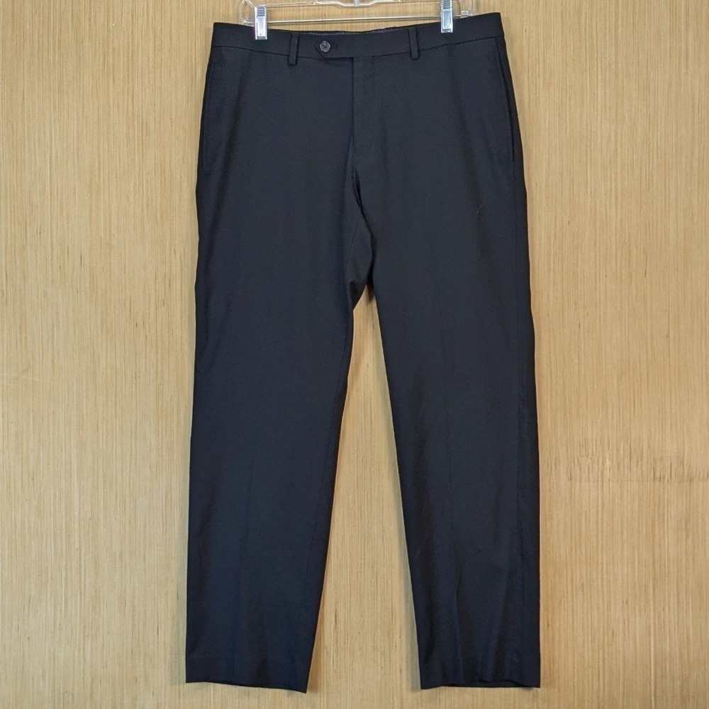 Lauren Ralph Lauren Mens Black Flat Front Dress Pants 34W x30L Stretch Trousers